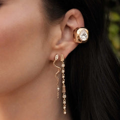 Minimal Teardrop Gold Plated CZ Stainless Steel Pair Ear Cuff