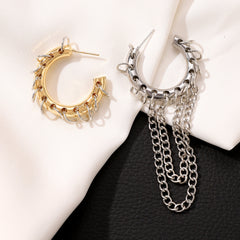 Punk Style Chain Fringe Gold Silver Plated Drop Earrings For Women