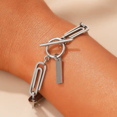 Minimal Paperclip Chain Silver Anti Tarnish Stainless Steel Bracelet