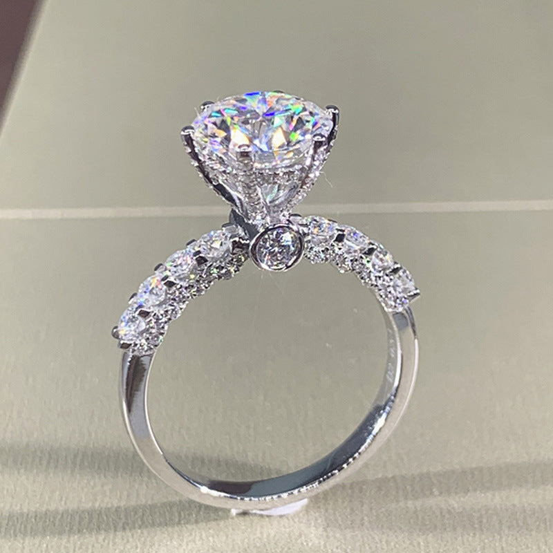 Silver Round Cut Cubic Zirconia Brass Anti Tarnish Size Ring Women 