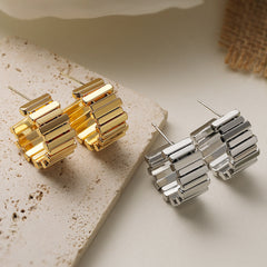 Gold Silver Modern Chunky Anti Tarnish Stainless Steel Earrings For Women