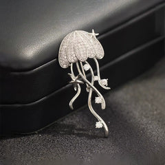 Designer Jellyfish Gold Silver Plated CZ Copper Anti Tarnish Brooch