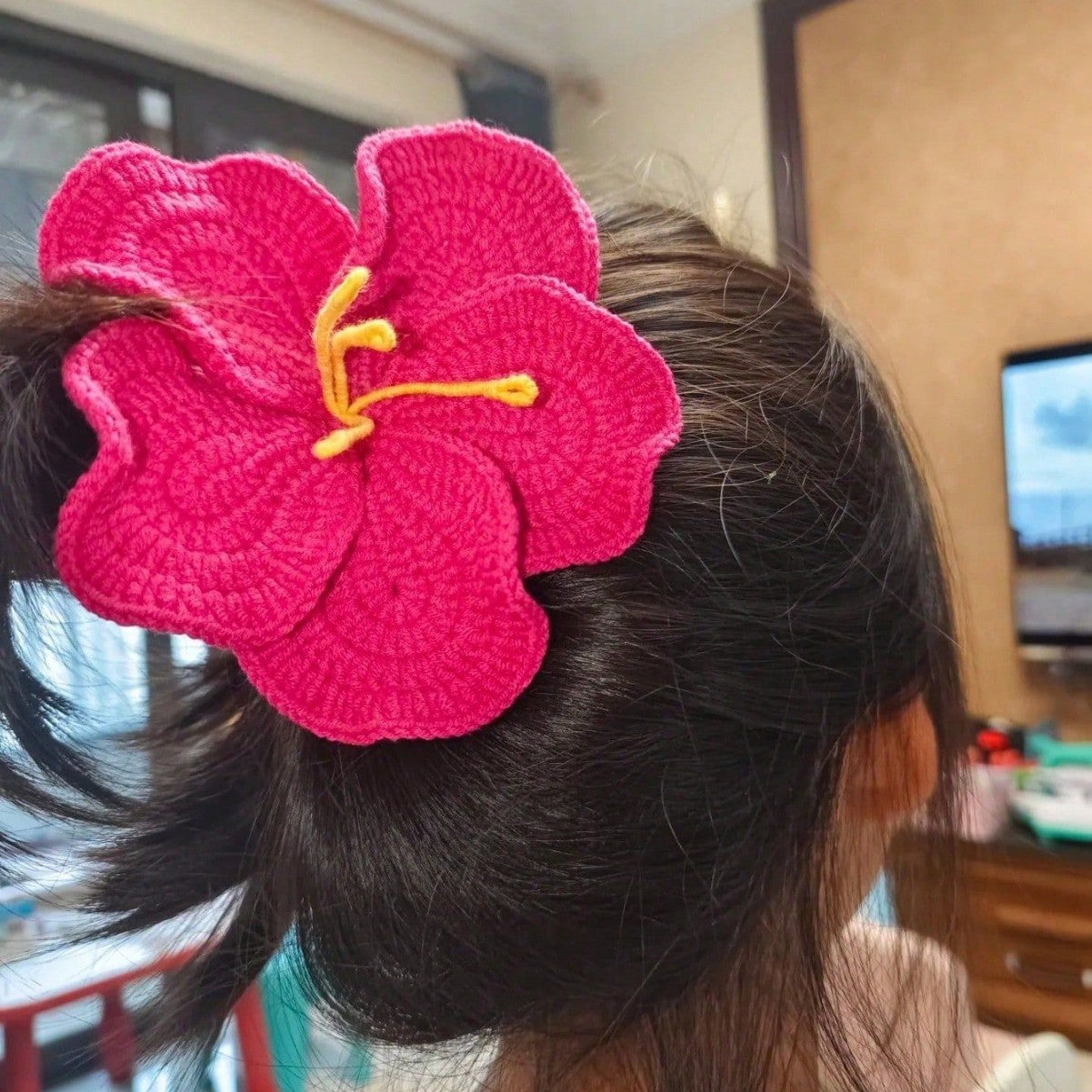 Pink Yellow Flower Peony Fabric Hair Accessories For Women 