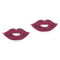 Lips Pink Cubic Zirconia Anti Tarnish Stud Earring For Women