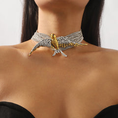 Brid Rhinestone 18K Gold Silver Anti Tarnish Choker Necklace