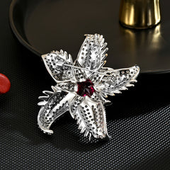 Pink Gold Starfish Cubic Zirconia Copper Anti Tarnish Brooch For Women