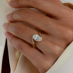 Gold Elegant Bypass Gold Cubic Zirconia Copper Adjustable Ring For Women