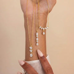 Stylish Teardrop & Heart Stone Gold CZ Anti Tarnish Copper Necklace