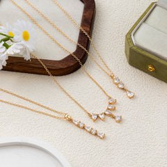 Gold Pear Cut Cubic Zirconia Anti Tarnish Copper Necklace For Women