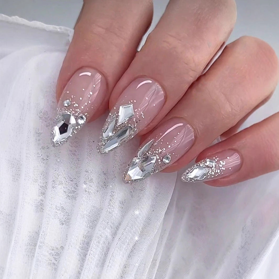 Sparkle White Cubic Zirconia Baby Pink Finger Nail Pack Of 10 For Women