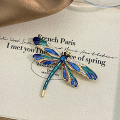 Multi Color Dragonfly Gold Cubic Zirconia Brooch For Women
