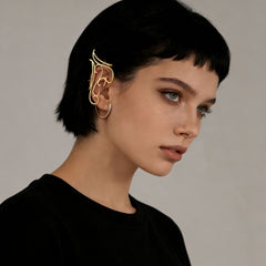 Gold Minimalist Calligraphy Plain Ear Cuff Earrings For Women Bulk