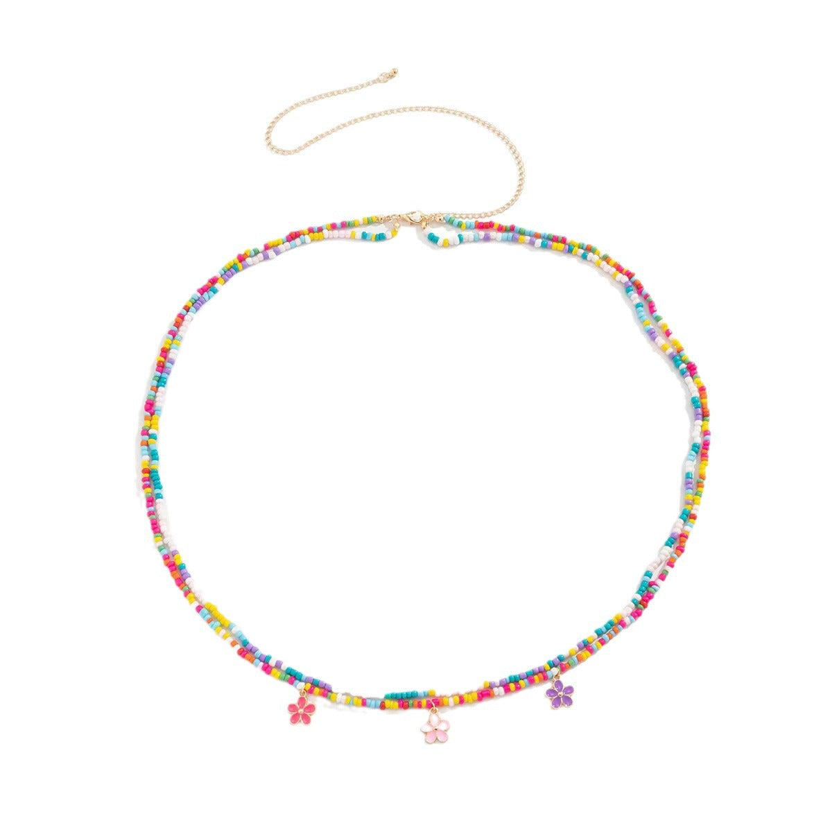 Flower Beaded Colorful Double-Layer  Beach Handmade Wrist Chain For Women