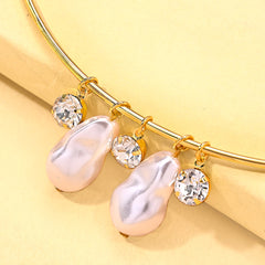 Designer Pearl & CZ Gold Silver CZ Anti Tarnish Copper Choker Necklace