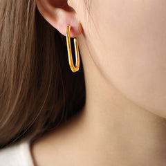 Geometric Hexagon Gold Silver Plated Anti Tarnish Copper Hoop Earrings