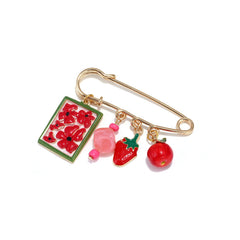 Designer Fruit Gold Plated Enamel Beads Alloy Brooch For Women