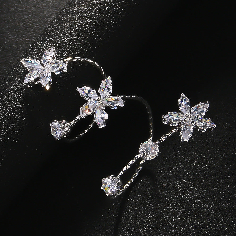 Flower 18K Gold Silver Solitaire Anti Tarnish Adjustable Ring For Women