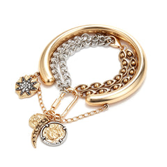 Designer Dual Tone Charm Gold Silver Plated Beads Bracelet For Women