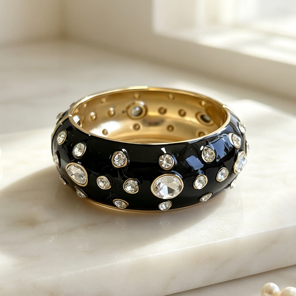 Designer Multi Color Enamel Gold Plated Rhinestone Copper Cuff & Kada