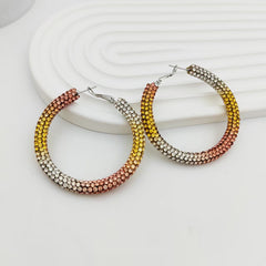 Multi Color High-Shine Gradient Crystal Silver Plated CZ Hoop Earrings