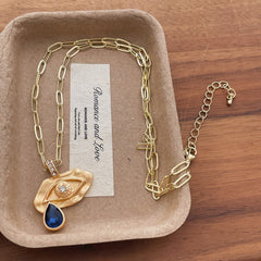 Gold Silver Evil Eye Teardrop Cubic Zirconia Necklace  For Women