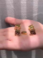 Sqaure filigree 18K Gold Silver Anti Tarnish Stud Earring For Women