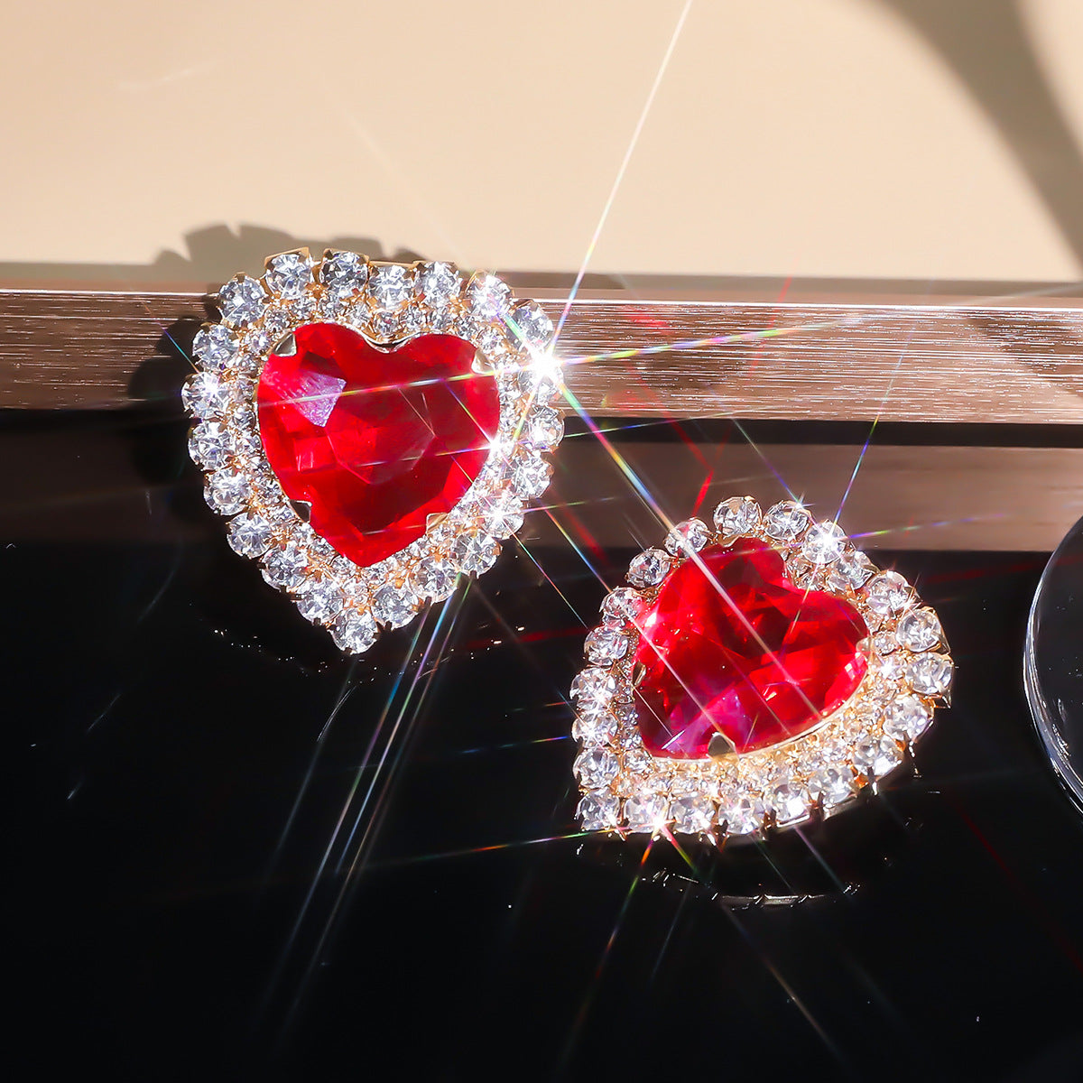 Heart Love Rhinestone Crystal Stud Earring For Women