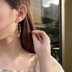 Oval Rainbow Crystal 18K Gold Plated Anti Tarnish Hoop Earring For Women