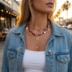 Gold Layered Charm Celestia Plain Necklace For Women