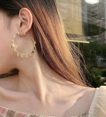 Oval Rainbow Crystal 18K Gold Plated Anti Tarnish Hoop Earring For Women