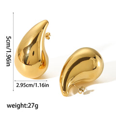 Drop Shape Gold Plain Anti Tarnish Copper Stud Earrings