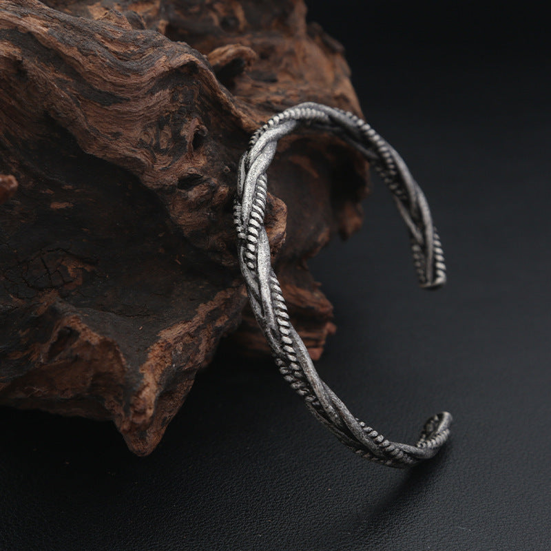 Twisted Open Oxidized Silver Plated Adjustable Vintage Cuff Bracelet for Women