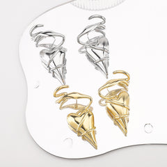 Heart Wrap Style Gold Silver Plated Plain Alloy Stud Earrings For Women