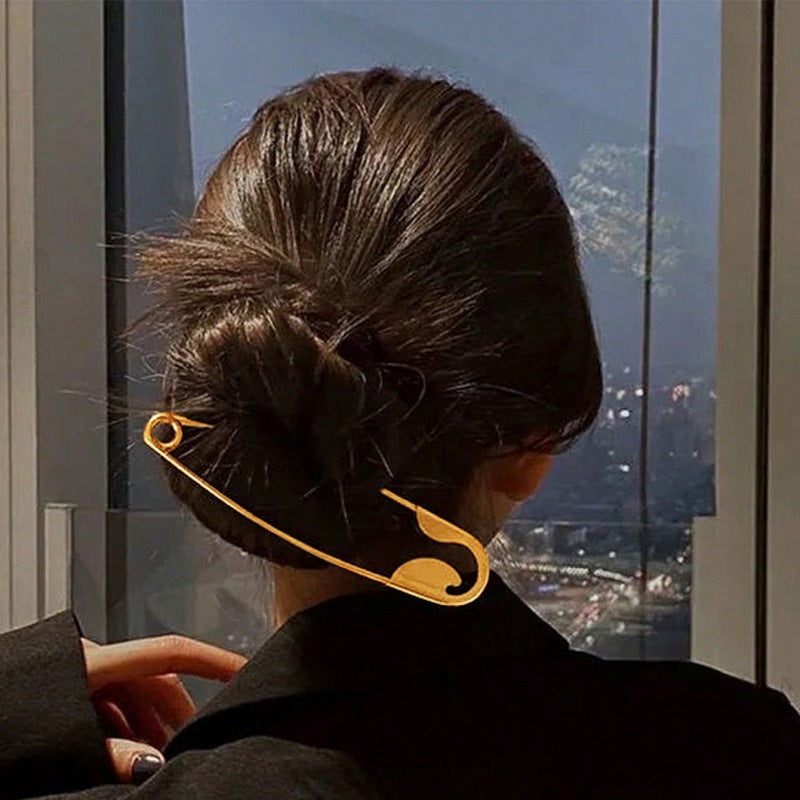 Designer Minimal Bun Stick Clip Gold Silver Hair Accessory For Women