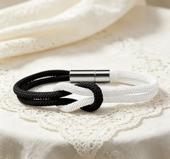 Multi Color Infinity Knot Silver Plain Fabric Bracelet For Women
