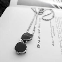 Sunglasses Black Silver Necklace Pendant Chain For Men