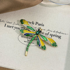 Multi Color Dragonfly Gold Cubic Zirconia Brooch For Women