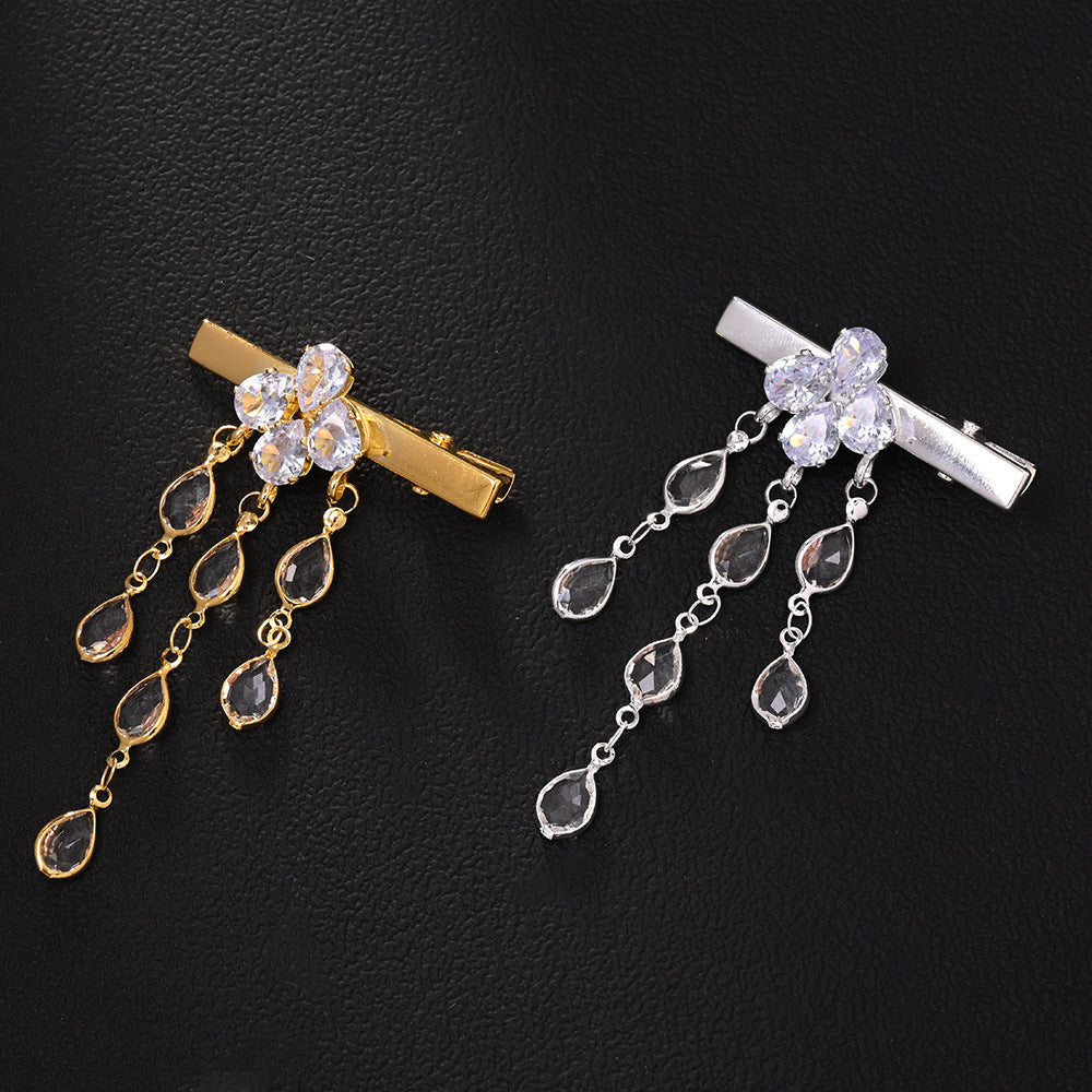 Drop Rhinestone 18K Gold Silver Hair Clips Hair Accessories For Women