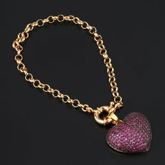 Multi Color Heart Cubic Zirconia Anti Tarnish Copper Bracelet Women