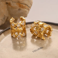 Star 18K Gold CZ Anti Tarnish Stainless Steel Ear Cuff Earrings