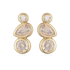 Solitaire 18K Gold Cubic Zirconia Anti Tarnish Stud Drop Earring For Women Group1