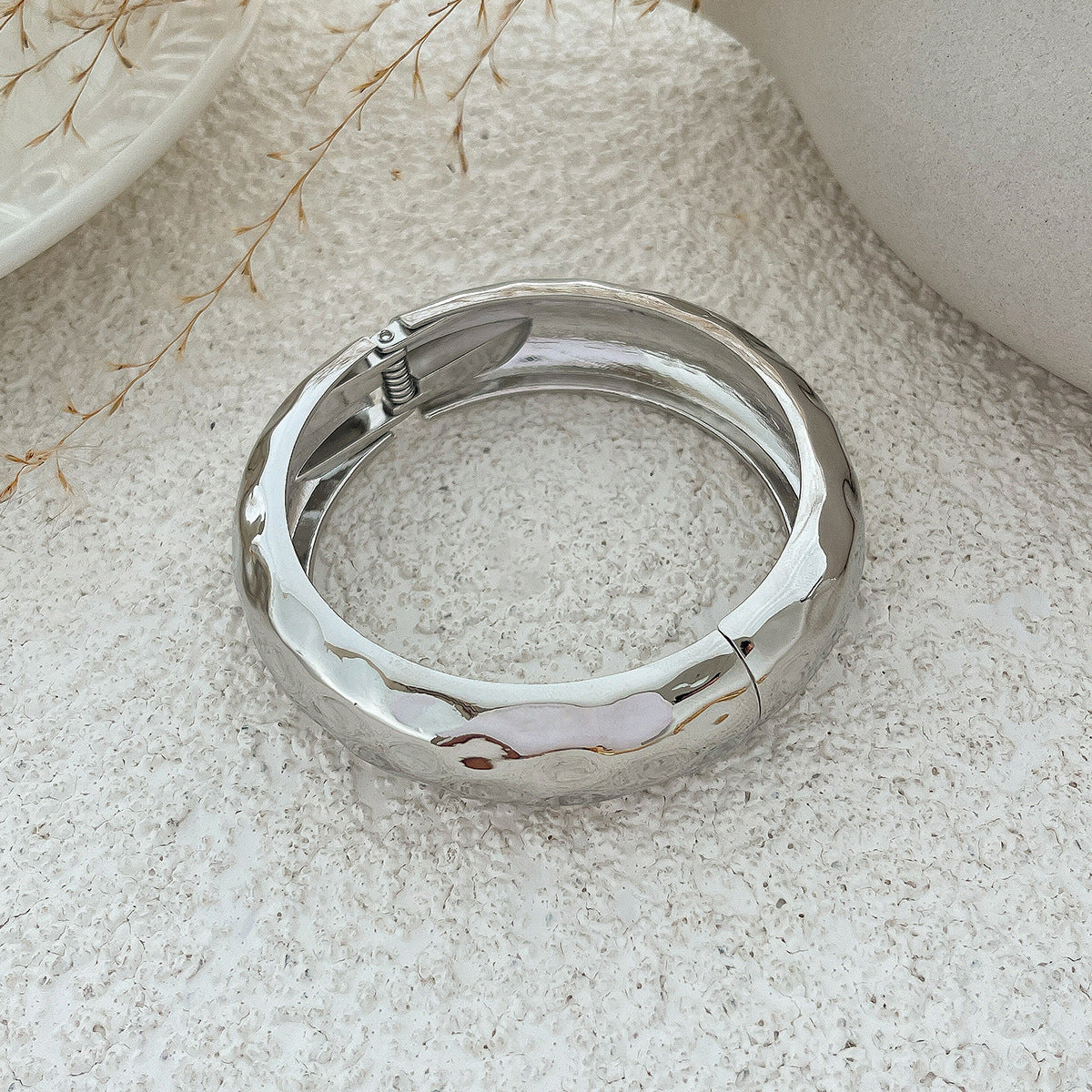 Beaten Finish 18K Gold Silver Anti Tarnish Kada Bangle Bracelet For Women