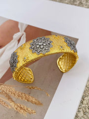Flower 18K Gold Silver Adjustable Cuff Bracelet Band Ring For Women