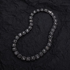 Luxury Black Rhodium CZ Crystal Square Link Alloy Necklace For Women
