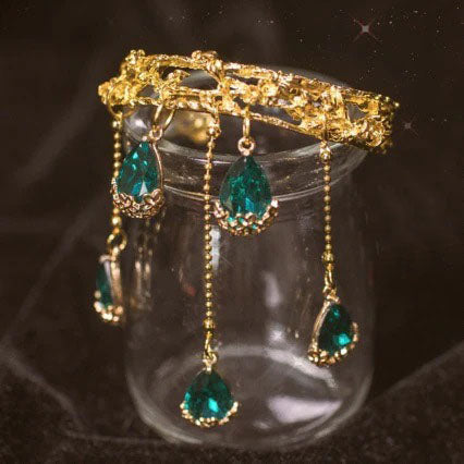 Drop Green Blue 18K Gold Plated Anti Tarnish Charm Cuff Kada Bracelet For Women