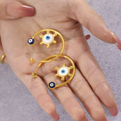Gold Evil Eye Anti Tarnish Stainless Steel Hoop Earrings For Women