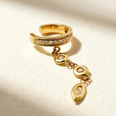 Elegant Dangling Gold CZ Stainless Steel Single Ear Cuff Earrings