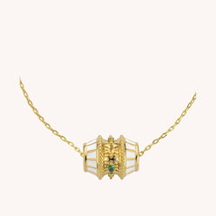 Antique Rainbow Drum 18K Gold Multicolor Cubic Zirconia Enamel Anti Tarnish Necklace Pendant Chain For Women