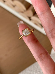 Princess Drop Solitaire Cubic Zirconia 18K Gold Anti Tarnish Free Size Ring Pack Of 2 For Women