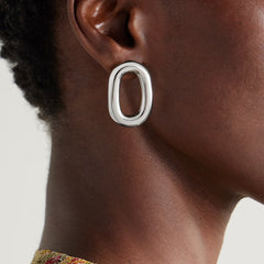 Modern Dual Tone Chain Link Gold Silver Plated Copper Ear Cuff Earrings